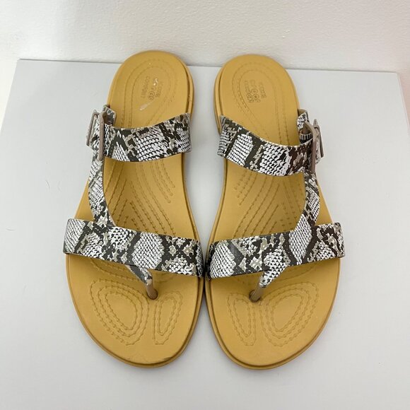 CROCS Snake Print Sandals - Black and White - Picture 1 of 5